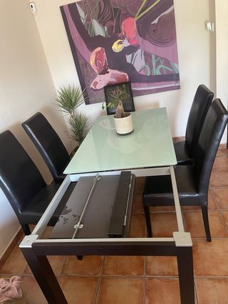 Mesa extensible madera + 6 sillas