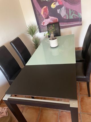 Mesa extensible madera + 6 sillas