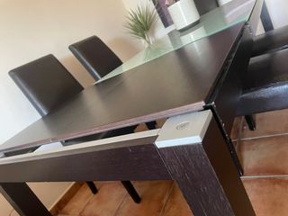 Mesa extensible madera + 6 sillas