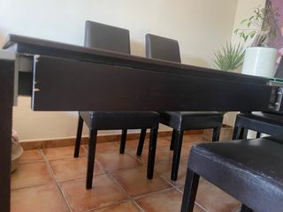 Mesa extensible madera + 6 sillas
