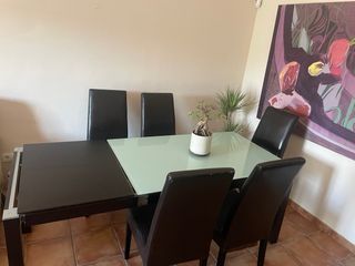 Mesa extensible madera + 6 sillas