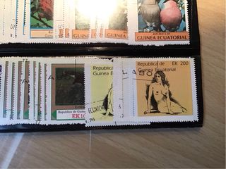 Francobolli Tematici gatti uccelli nudi, farfalle