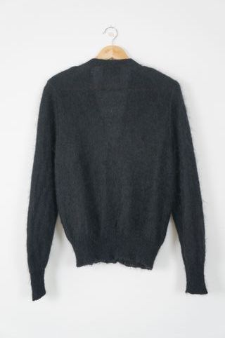 Chaqueta vintage mohair negro años 80 flores 
