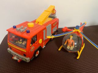 Camión de bomberos y helicóptero del Bombero Sam