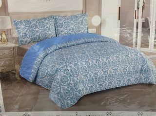 COLCHA DE VERANO COLOR AZUL CAMA DE 135 CM