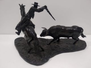 Figura bronce rejoneador y toro
