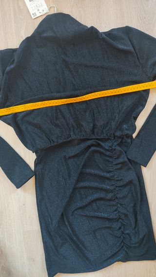 Vestido NUEVO negro brillo plata L 40