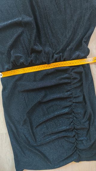 Vestido NUEVO negro brillo plata L 40