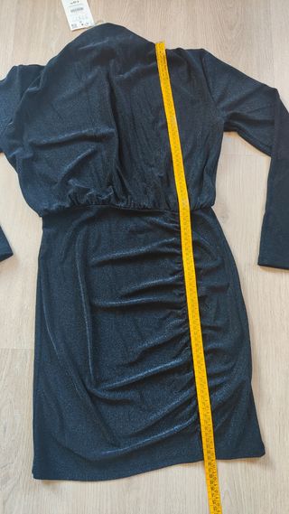 Vestido NUEVO negro brillo plata L 40