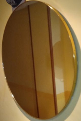 ESPEJO REDONDO REMATE COLOR ORO AÑOS 60  VINTAGE