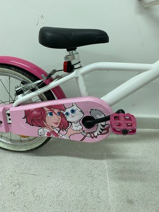 Bicicleta niña 16 pulgadas Btwin 500 Doctor Girl blanca rosa 4 a 6 años