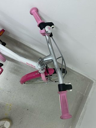 Bicicleta niña 16 pulgadas Btwin 500 Doctor Girl blanca rosa 4 a 6 años