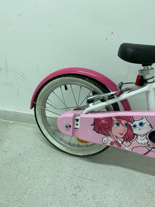 Bicicleta niña 16 pulgadas Btwin 500 Doctor Girl blanca rosa 4 a 6 años