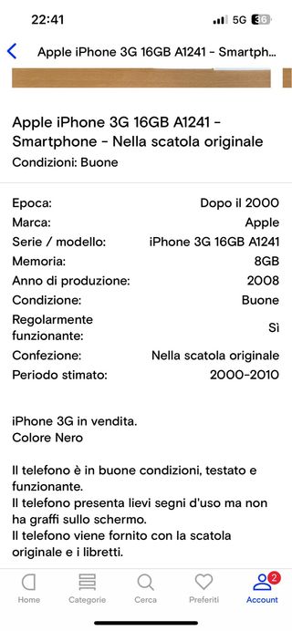 Apple iPhone 3G 16GB A1241