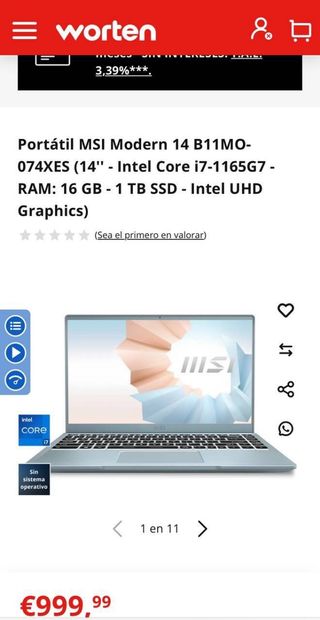 Portátil MSI Modern 14 1TB i7 14 inch nuevo 