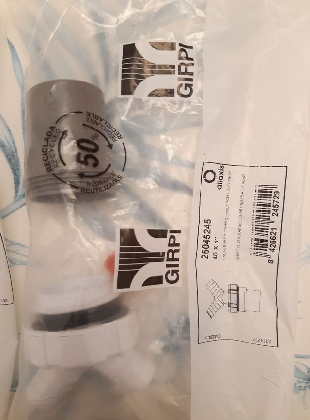 Enlace doble PVC D40 electrodomestico cocina