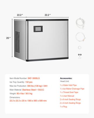 Macchina per Ghiaccio Commerciale Autopulente Solo