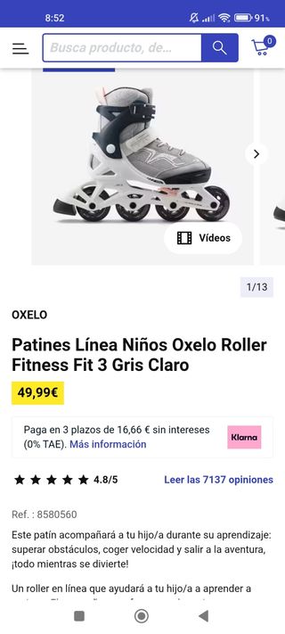 Patines en linea OXELO niño/a 3 tallas (29-32)