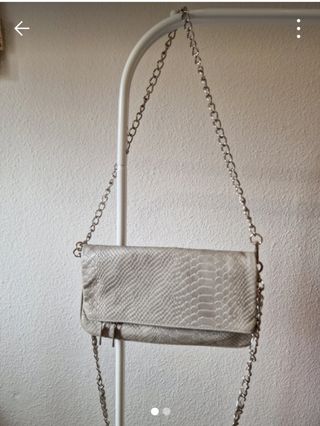 Bolso doble cadena gris claro