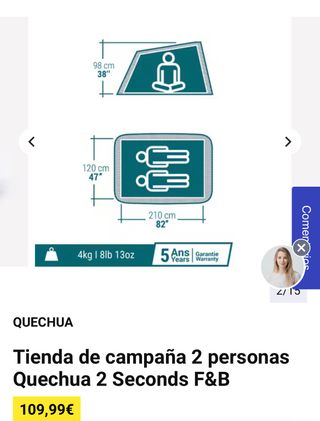 Tienda Quechua Fresh&Black 2 personas 2 Seconds