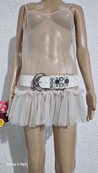 Cintura vintage donna in pelle con cristalli