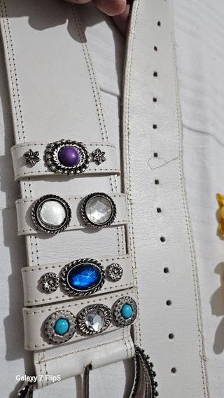 Cintura vintage donna in pelle con cristalli