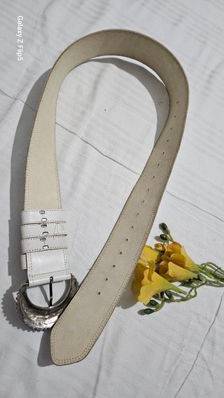 Cintura vintage donna in pelle con cristalli