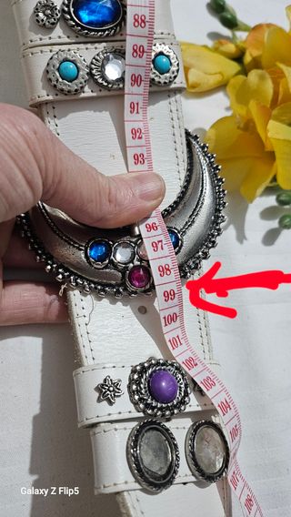 Cintura vintage donna in pelle con cristalli