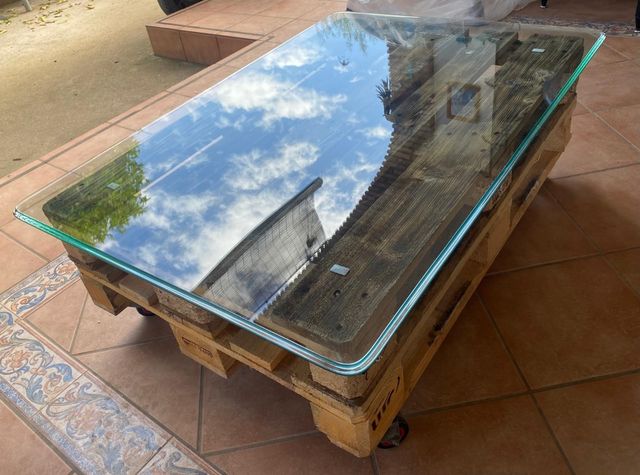 Mesa palets con cristal