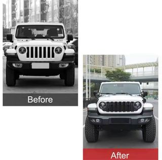 Rejilla delantera ABS 2024 para Jeep Wrangler JL 2018  JL1300 color negro 1 unidad