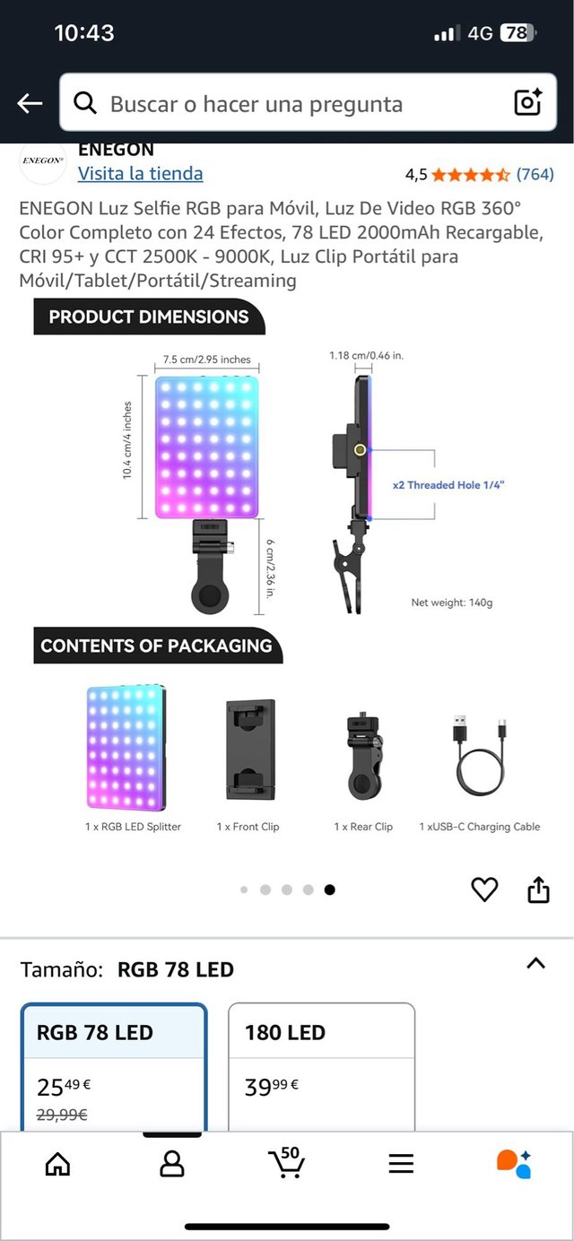 Luz Selfie RGB para Móvil  nuevo