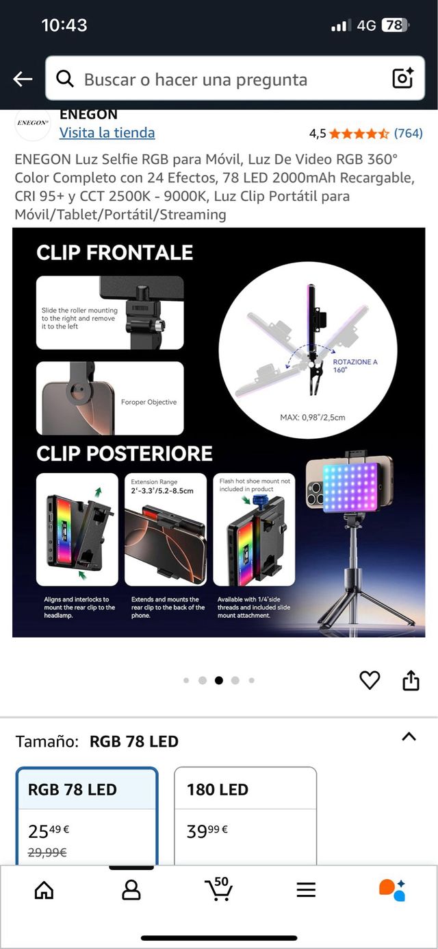 Luz Selfie RGB para Móvil  nuevo