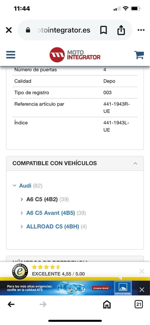 Farol trasero audi a6