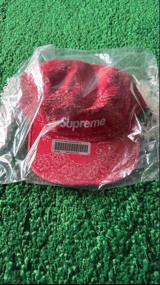 Supreme Bandana Jacquard Denim Camp Cap  Red