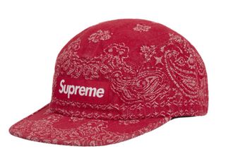 Supreme Bandana Jacquard Denim Camp Cap  Red