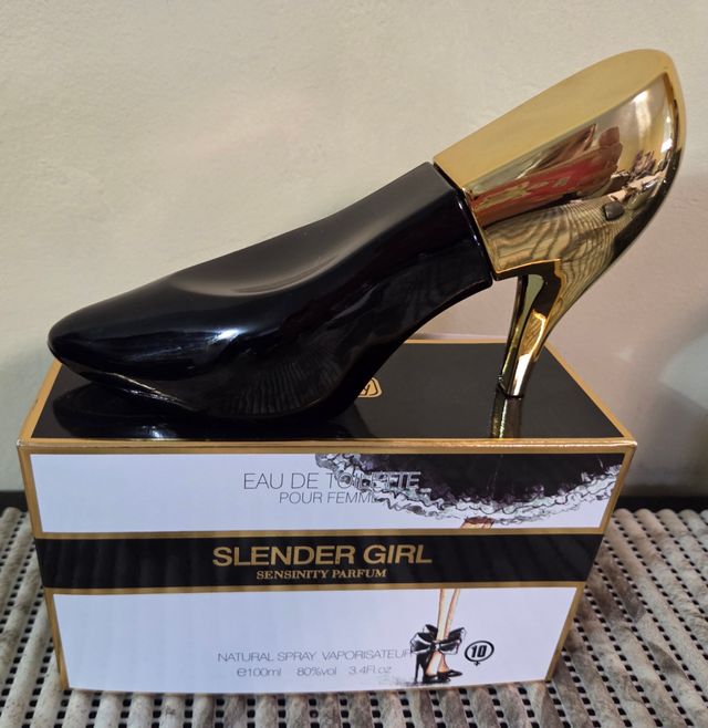 PERFUME TACON NEGRO Y DORADO NUEVO