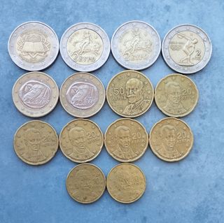 14 Monedas de euro de Grecia 