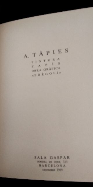 Catálogo original Antoni Tàpies – Sala Gaspar 1969