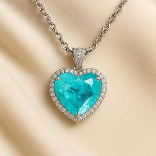  Collar Corazón de Turmalina Paraíba en Plata 925  Diseño Exclusivo y Energía Positiva