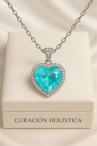  Collar Corazón de Turmalina Paraíba en Plata 925  Diseño Exclusivo y Energía Positiva