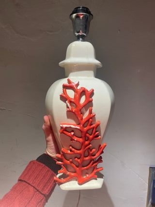 Lampara mariner de mesa ceramica coral rojo