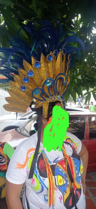 TOCADO FANTASIA CARNAVAL AZUL