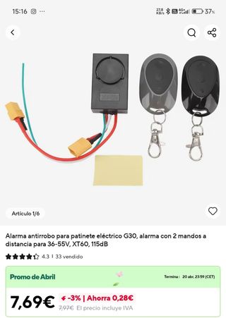 Alarma patinete eléctrico