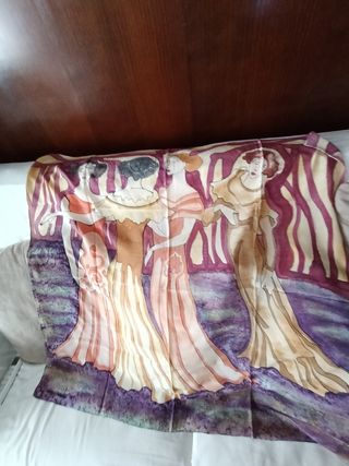 Pañuelos seda natural pintados a manoMerce Cañadel