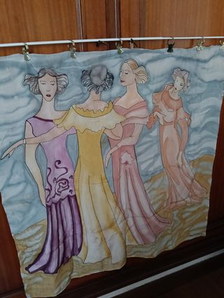 Pañuelos seda natural pintados a manoMerce Cañadel