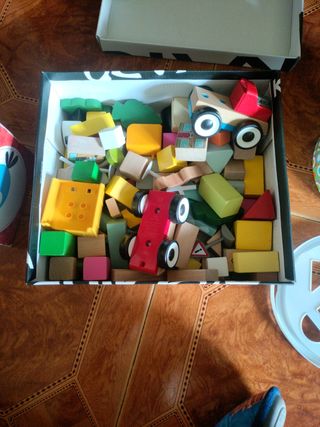 Juego bloques construcción madera