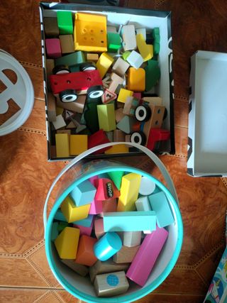 Juego bloques construcción madera