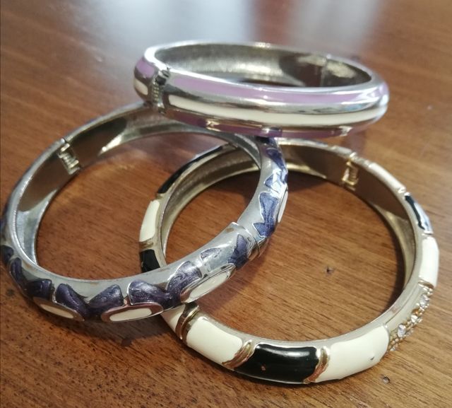 Set 3 bracciali smalto chiusura a scatto