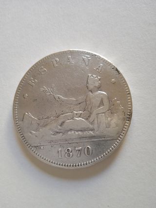 Moneda plata gobierno provisional 1870