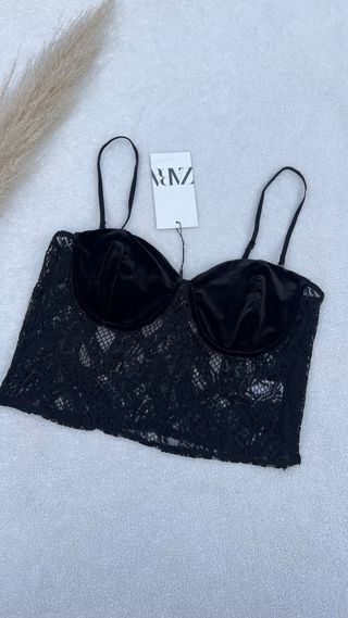 TOP ENCAJE TERCIOPELO ZARA 